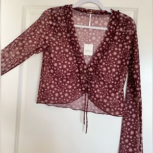 Free People Bell Sleeve Mesh Top